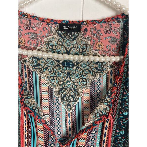 Tolani Chloe Multi Color Floral Pattern 100% Silk Mini Dress/Swin Cover Size XL - Picture 5 of 8